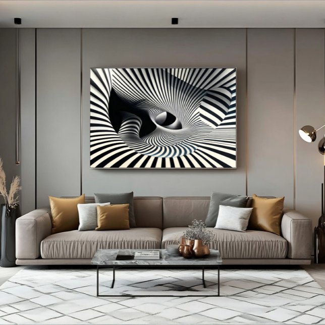 Hypnotic Black and White Optical Illusion Tunnel Canvas Print (Creator Uploaded)