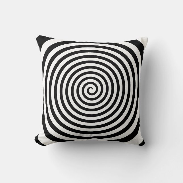 Hypnotic Black and White Spiral - Hypno-Pillow Cushion (Front)