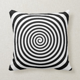 Hypnotic Black and White Spiral - Hypno-Pillow Cushion
