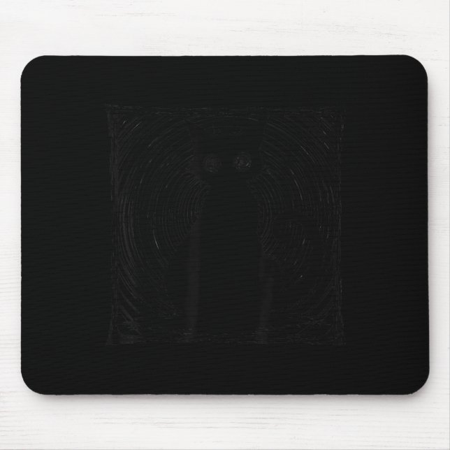 Hypnotic Black Cat Trippy Spiral Eyes Spooky Mouse Pad (Front)