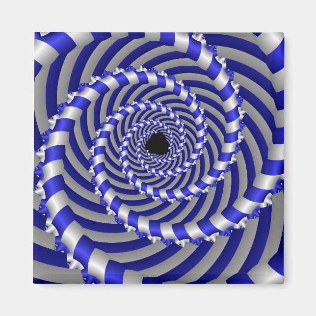 Hypnotic blue and white spiral magnet (Front)