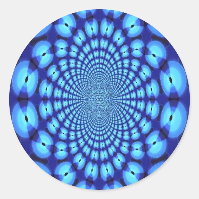 Hypnotic Blue Illusion Classic Round Sticker (Front)