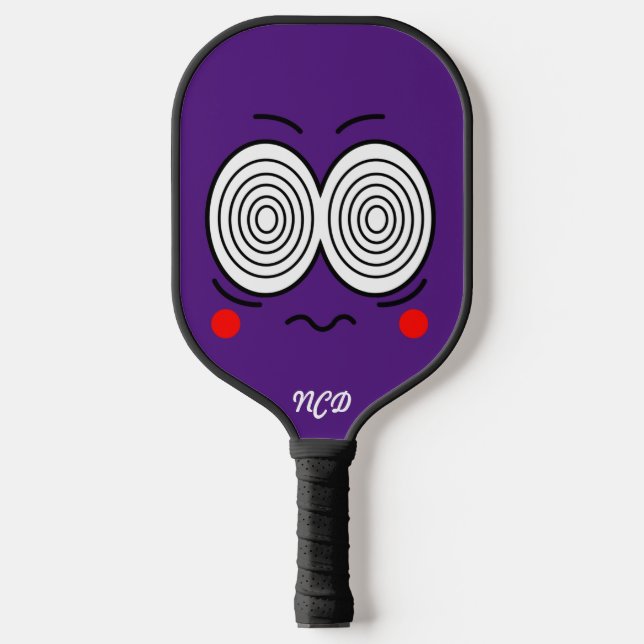 Hypnotic Cartoon Face Monogram Pickleball Paddle (Front)
