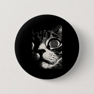 Hypnotic Cat Sral Eyes Trippy Psychedelic Cat  6 Cm Round Badge