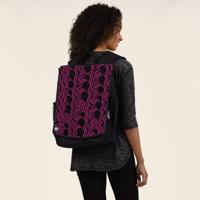 Hypnotic Colourful Pink Tunnel Swirls Backpack (Worn)