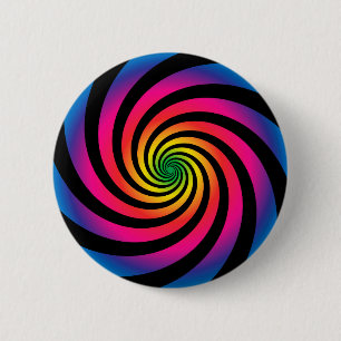 HYPNOTIC DISC Mesmerising Neon Colour Vortex Spira 6 Cm Round Badge