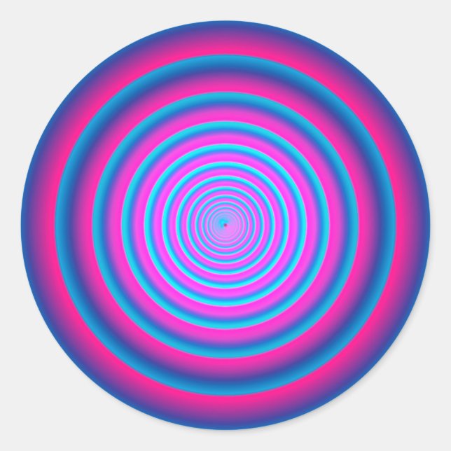 Hypnotic Fuzzy Purple Crazy Circular Vortex Disc Classic Round Sticker (Front)