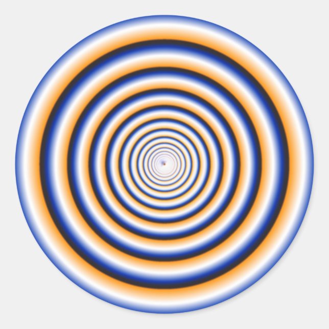 Hypnotic Fuzzy White Crazy Circular Vortex Disc Classic Round Sticker (Front)