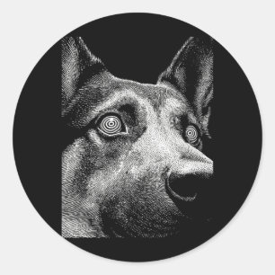Hypnotic German Shepherd Weird Eyes Weirdcore Classic Round Sticker