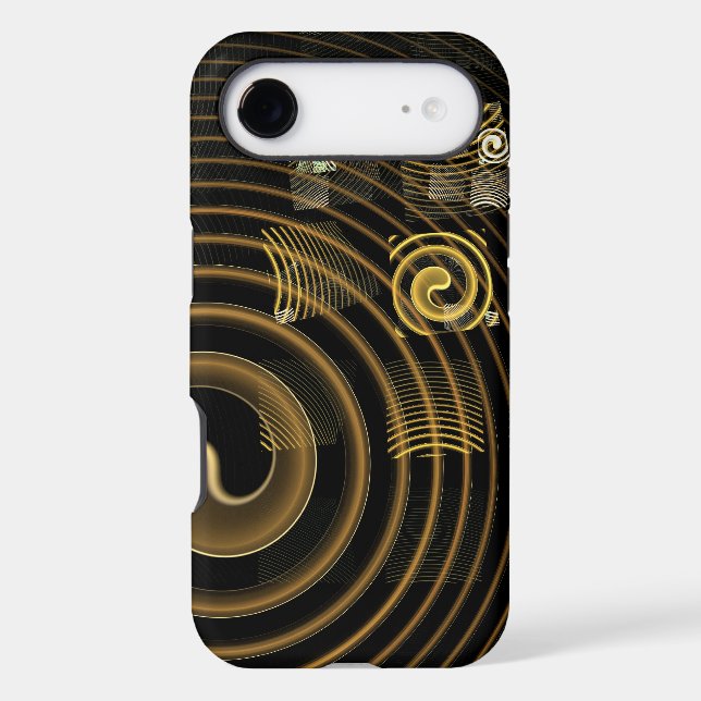 Hypnotic Golden Waves Modern Abstract Art (Back)