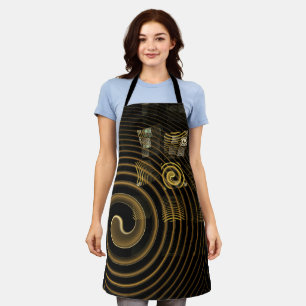 Hypnotic Golden Waves Modern Abstract Art Apron