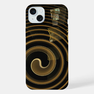 Hypnotic Golden Waves Modern Abstract Art iPhone 15 Plus Case
