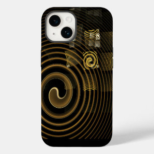 Hypnotic Golden Waves Modern Abstract Art iPhone 14 Case