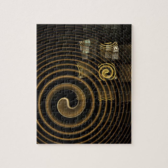 Hypnotic Golden Waves Modern Abstract Art Jigsaw Puzzle (Vertical)