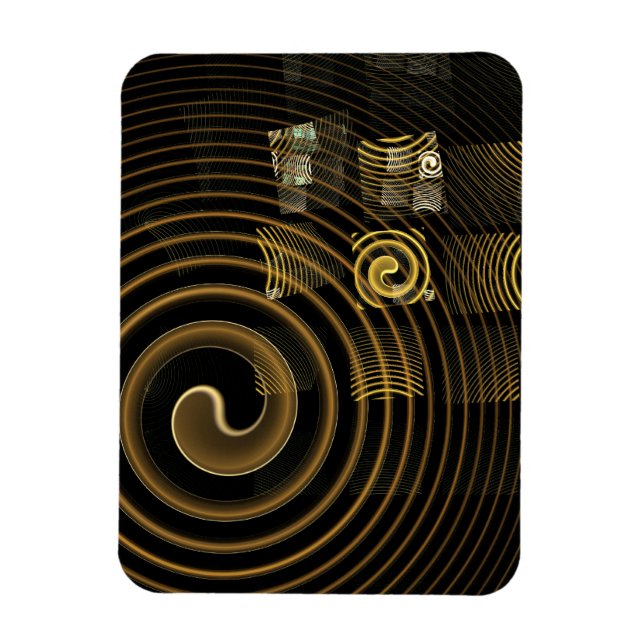 Hypnotic Golden Waves Modern Abstract Art Magnet (Vertical)