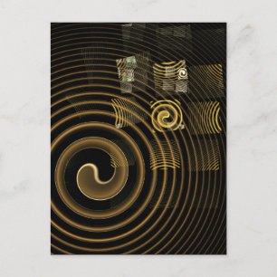 Hypnotic Golden Waves Modern Abstract Art Postcard
