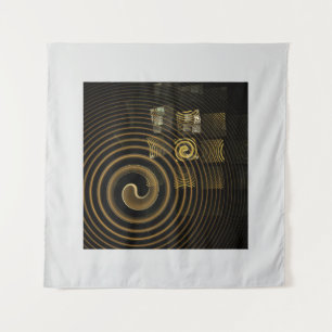 Hypnotic Golden Waves Modern Abstract Art Tapestry