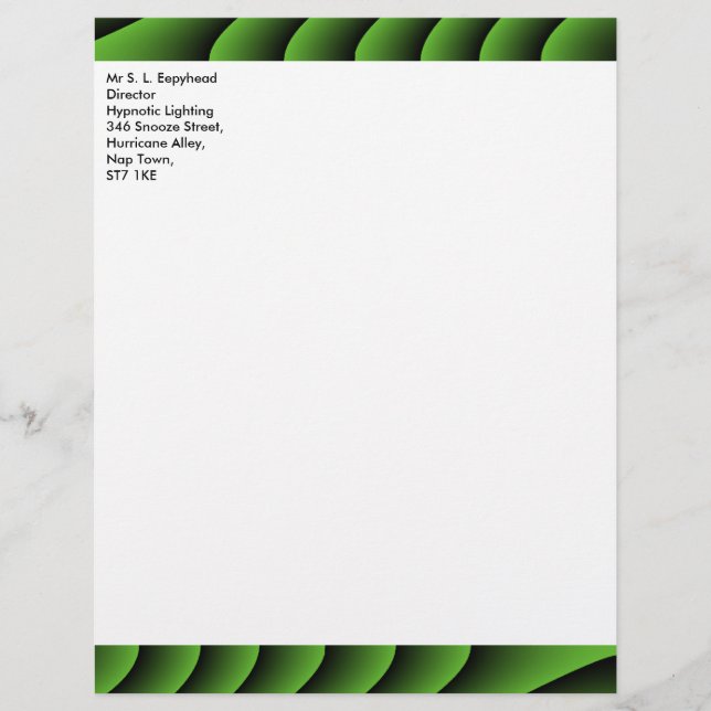 Hypnotic Green Wavy Lines Customisable Letterhead (Front)