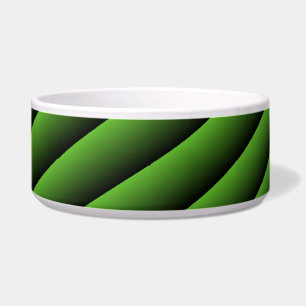 Hypnotic Green Wavy Lines Dog Bowl
