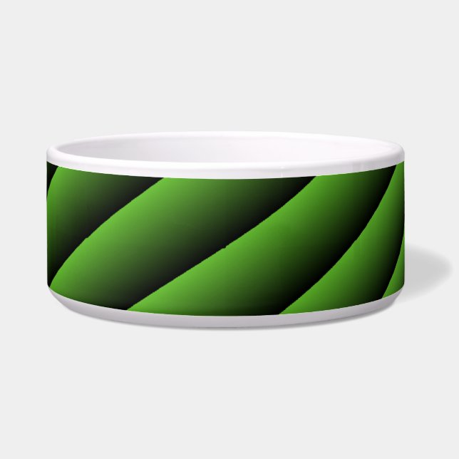 Hypnotic Green Wavy Lines Dog Bowl (Front)