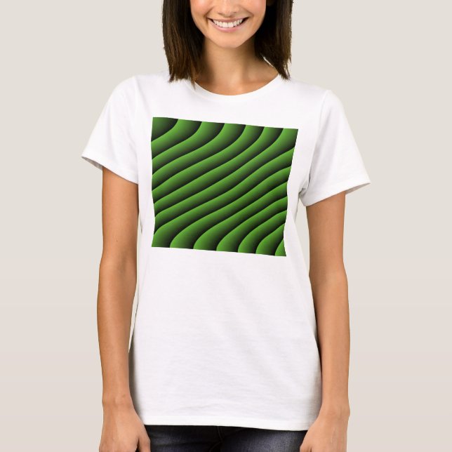 Hypnotic Green Wavy Lines Ladies T Shirt (Front)