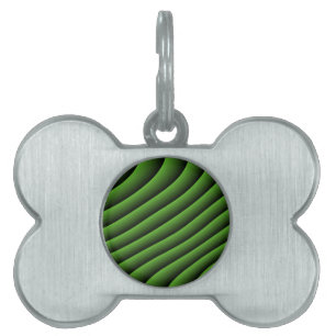 Hypnotic Green Wavy LInes Pet Tag