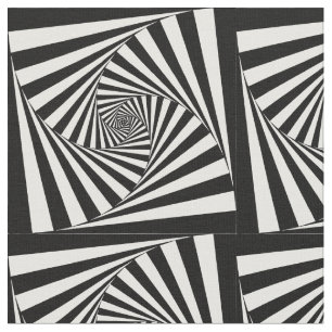 Hypnotic Hipster Georgeous Pattern Black and White Fabric