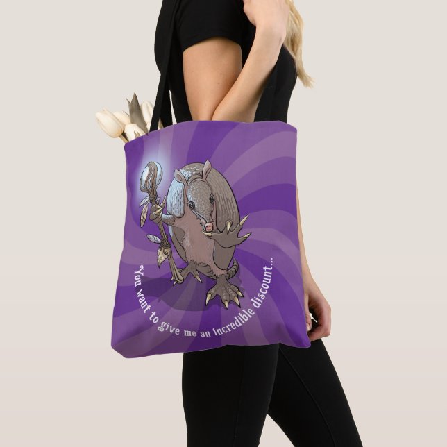 Hypnotic Incredible Discount Funny Armadillo Tote Bag (Close Up)