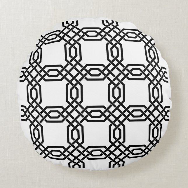 Hypnotic Interwoven Labyrinth Round Pillow (Front)