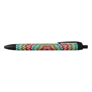 Hypnotic mandalaic flower black ink pen