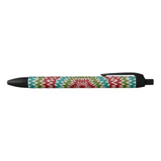 Hypnotic mandalaic flower black ink pen