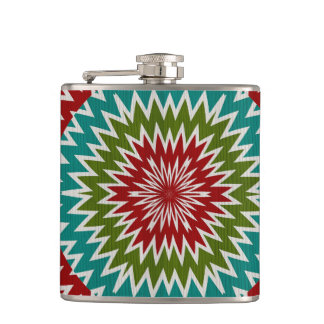 Hypnotic mandalaic flower hip flask