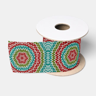 Hypnotic mandalaic flower satin ribbon