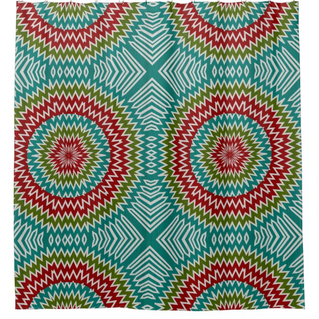 Hypnotic mandalaic flower shower curtain (Front)