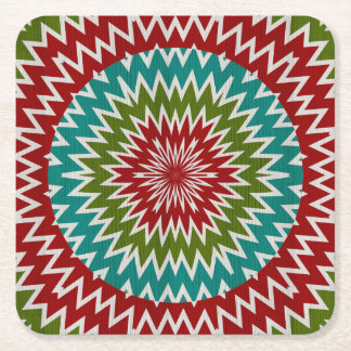 Hypnotic mandalaic flower square paper coaster