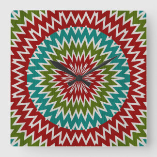 Hypnotic mandalaic flower square wall clock