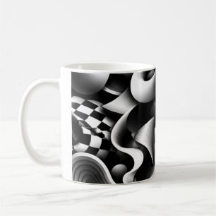 Hypnotic Monochrome Geometry – 3D Optical Illusion Coffee Mug