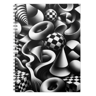 Hypnotic Monochrome Geometry – 3D Optical Illusion Notebook