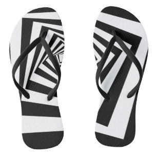Hypnotic Optical Illusion Black and White Jandals