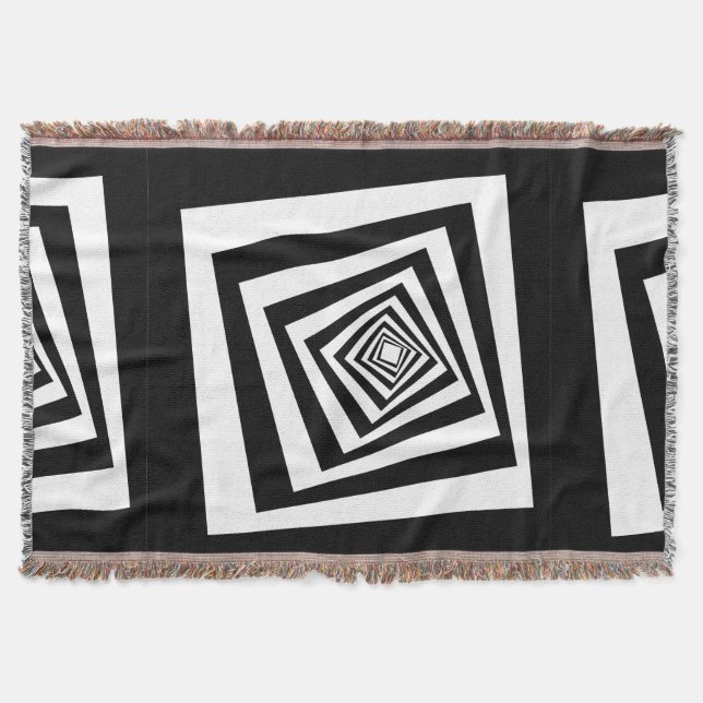 Hypnotic Optical Illusion Black and White Throw Blanket (Front)
