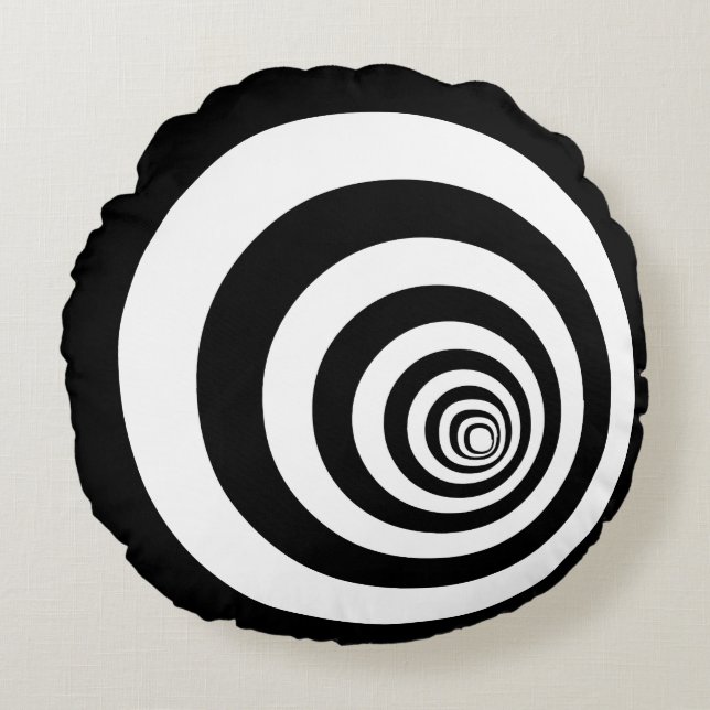 Hypnotic Optical Illusion Concentric Circles Round Cushion (Front)