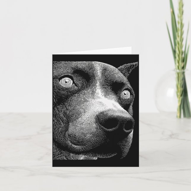 Hypnotic Pit Bull Weird Eyes Weirdcore Spooky Card (Front)