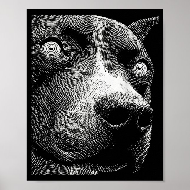 Hypnotic Pit Bull Weird Eyes Weirdcore Spooky Poster (Front)