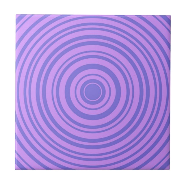 Hypnotic Purple Blue Circle Geometric Pattern Tile (Front)