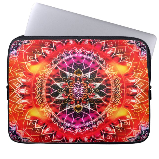 Hypnotic Red Mandala Laptop Sleeve (Front)