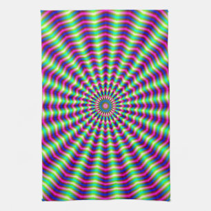 Hypnotic Rings and Beams Tea Towel