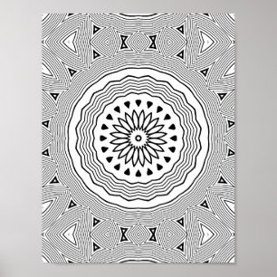 Hypnotic Ripple Mandala with Geometric Layers Art Poster