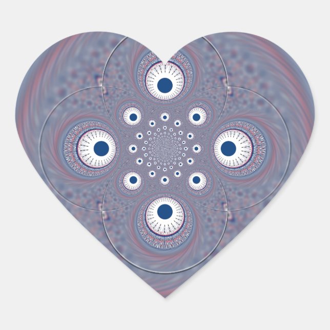 Hypnotic Symmetry: Abstract Geometric Art Heart Sticker (Front)
