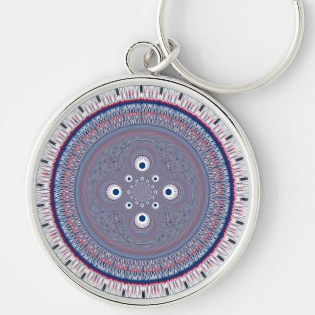 Hypnotic Symmetry: Abstract Geometric Art Key Ring (Front)