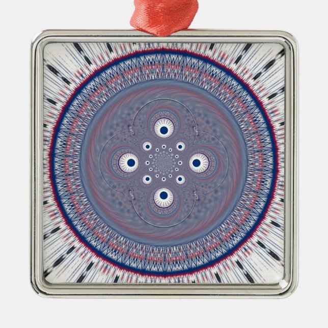 Hypnotic Symmetry: Abstract Geometric Art Metal Tree Decoration (Front)